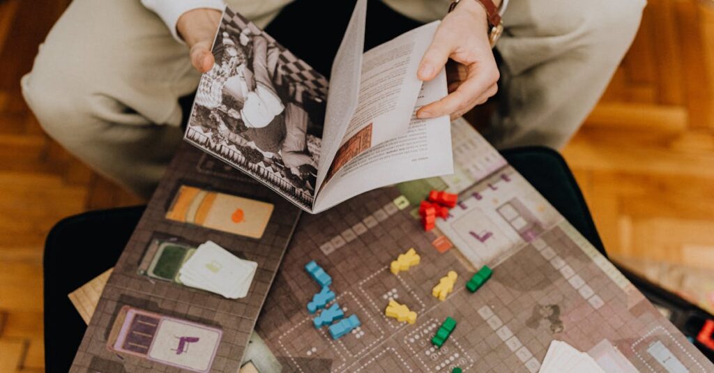 家族全員で楽しめる知育ボードゲームを選ぶシーン
