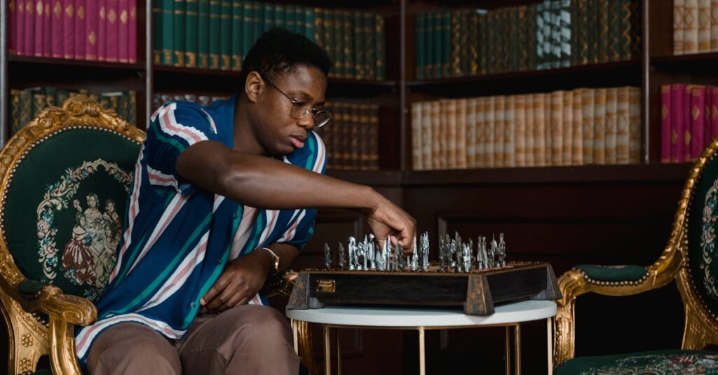 性格に合わせてボードゲームを選ぶ様子、笑顔の家族