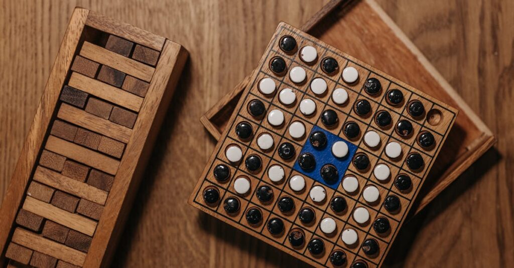 雨の日に家族が室内でボードゲームを囲んで楽しんでいる様子