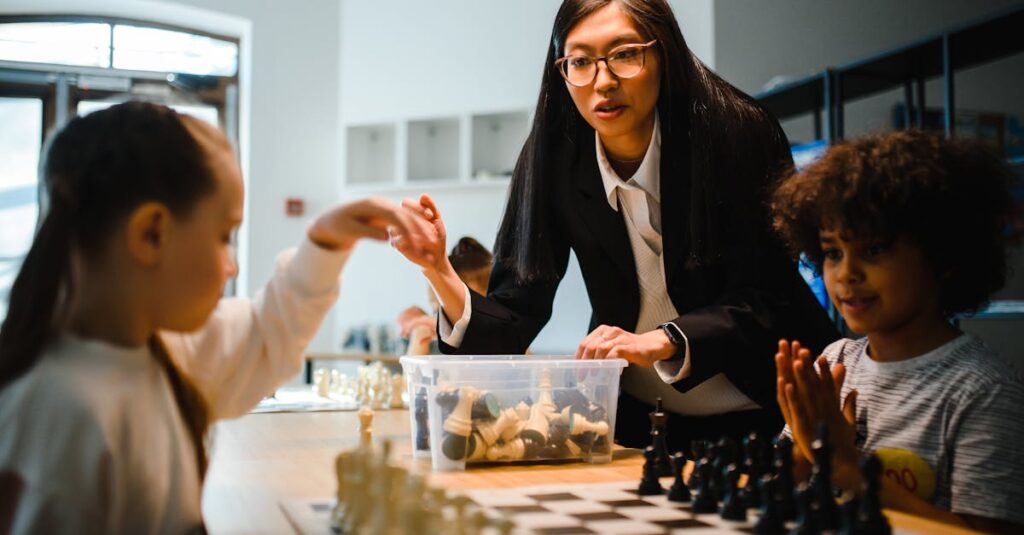 ボードゲームを通じて論理的思考や語彙力を育む子どもたち。遊びながら学べる知的な時間。