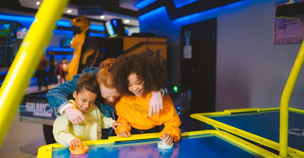 ボードゲームを通じて家族が笑顔で特別な時間を過ごしている感動的な場面