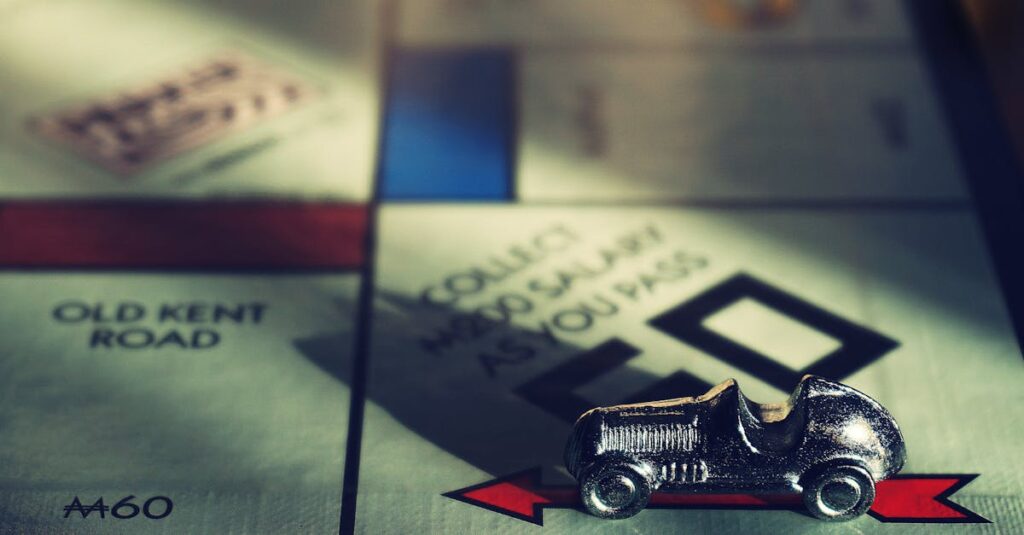 家族全員が楽しめるボードゲームをタイプ別に選んで遊んでいる様子。笑顔で盛り上がる家族の時間。