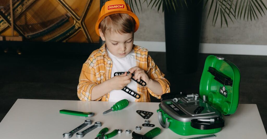 親子でボードゲームを楽しみながら論理的思考力を育てている様子