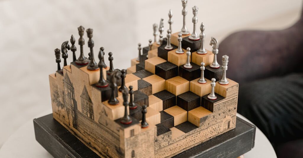 11〜18歳の中高生と家族が戦略ボードゲームで遊んでいる様子。真剣に考えながら楽しくプレイしている。