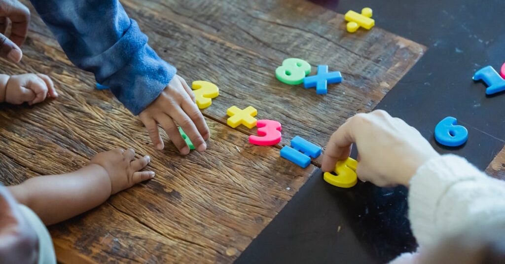 算数ボードゲームを通じて子どもが戦略的思考や論理力を身につける様子。家庭で親子が真剣に遊びながら学ぶ教育シーン。