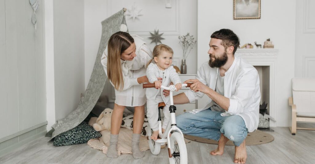 パーティゲームを楽しむことで絆を深める笑顔の家族（室内で和やかな雰囲気の中）