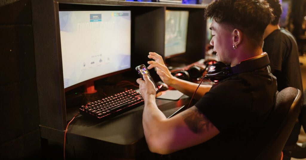 旅行先で宿泊先のリビングで家族がスマホや小型ボードゲームで楽しんでいる様子。笑顔で順番に遊んでいる。